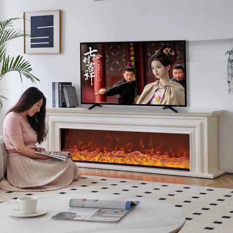 Cheminée Intérieure 2D – Vraie Flamme LED Décorative Murale