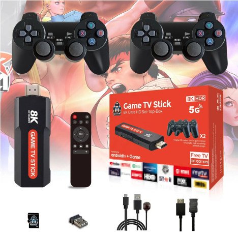 Console de Jeu Vidéo Classique Haute Qualité X2Plus 8K HD Android TV avec Double Manette Rétro Sans Fil 2.4G et Jeux 3D