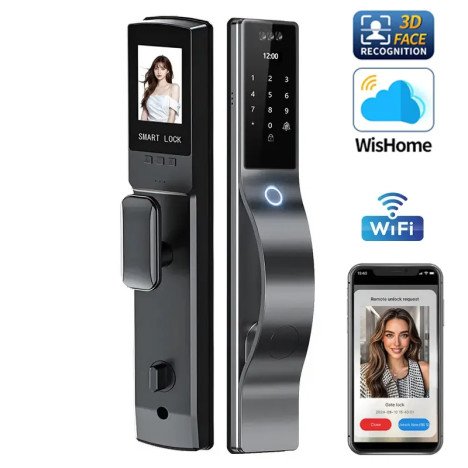 FOURNISSEUR CHINE Serrure intelligente Wi-Fi Reconnaissance faciale 3D Serrure de porte numérique avec caméra réseau biométrique d'empreintes digitales électronique automatique