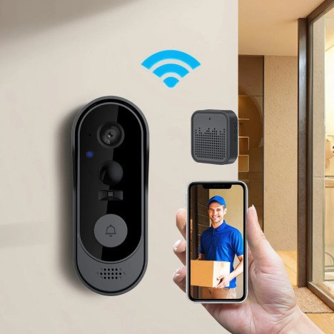 Sonnette Intelligente Tuya avec Caméra Sans Fil, Sonnette Vidéo Wi-Fi HD Extérieure, Interphone Vidéo de Sécurité pour Téléphone