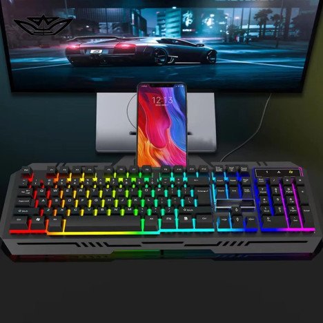 Clavier d'ordinateur lumineux JERTECH K910, langue espagnole, Teclado, éclairage LED, clavier PC filaire, clavier mécanique pour jeux, clavier gamer en métal