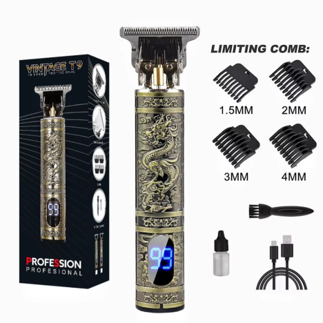 FOURNISSEUR À ADJAME  Kit de toilettage étanche professionnel à faible bruit sans fil LCD affichage numérique Vintage T9 hommes barbier tondeuse à cheveux électrique