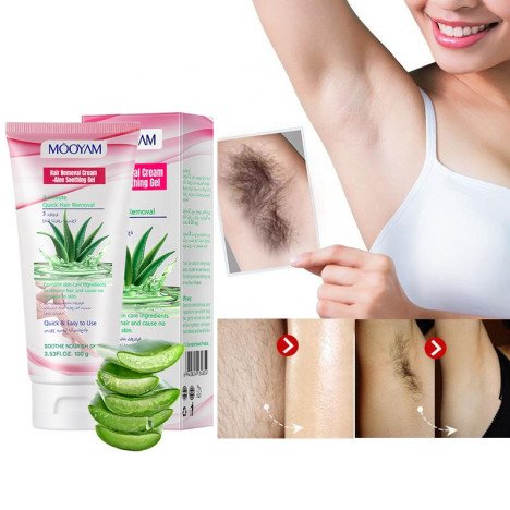 Meilleure Crème Épilatoire Bio Personnalisée à l'Aloès pour Corps, Visage et Zones Intimes, Épilation Instantanée en 5 Minutes pour Hommes et Femmes, 100g