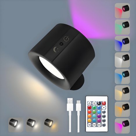 💡 Applique Murale LED 360° Intelligente – Éclairage Sans Fil & Design Moderne