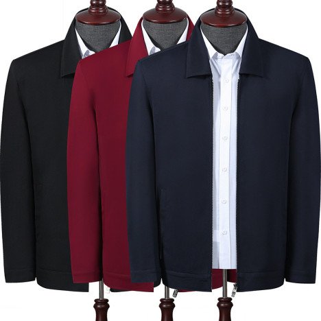 FOURNISSEUR CHINE Veste Homme d'Âge Mûr et Senior, Légère Printemps-Automne, Style Affaires avec Revers