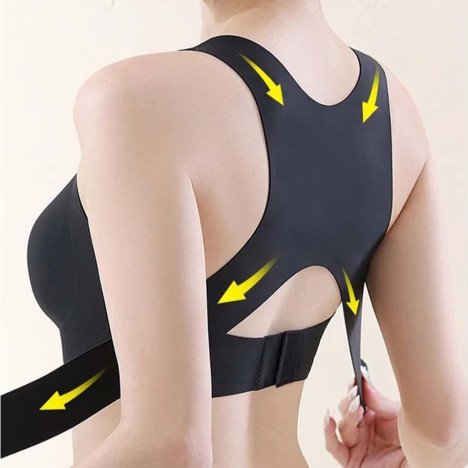 Soutien-Gorge Sans Armature Femme Correcteur de Posture à Fermeture Avant, Soutien Sport Anti-Choc, Gilet de Fitness Dos Croisé, Sous-Vêtements