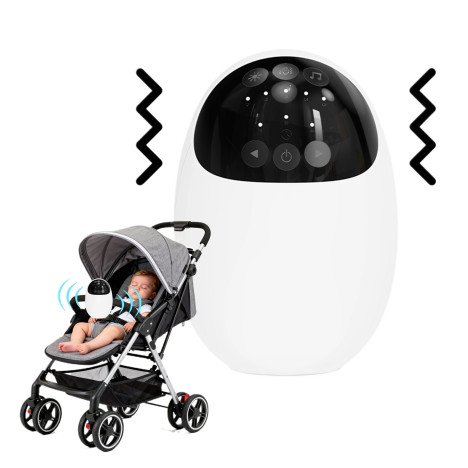 FOURNISSEUR EN CHINE Poussette intelligente pour bébé avec fonction berceuse, 1800 mAh, minuterie automatique, bruit blanc, 5 vitesses de vibration, lumière LED nocturne, USB-C, OEM