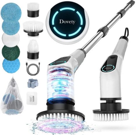Nettoyeur robot électrique automatique sans fil, brosse en nylon écologique ABS, léger, pour le nettoyage domestique, cuisine, salle de bain, toilettes, long