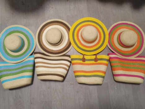 FOURNISSEUR À ADJAME Nouvel ensemble chapeau de paille tricoté et sac fourre-tout en paille tressé grande capacité pour vacances décontractées à la plage